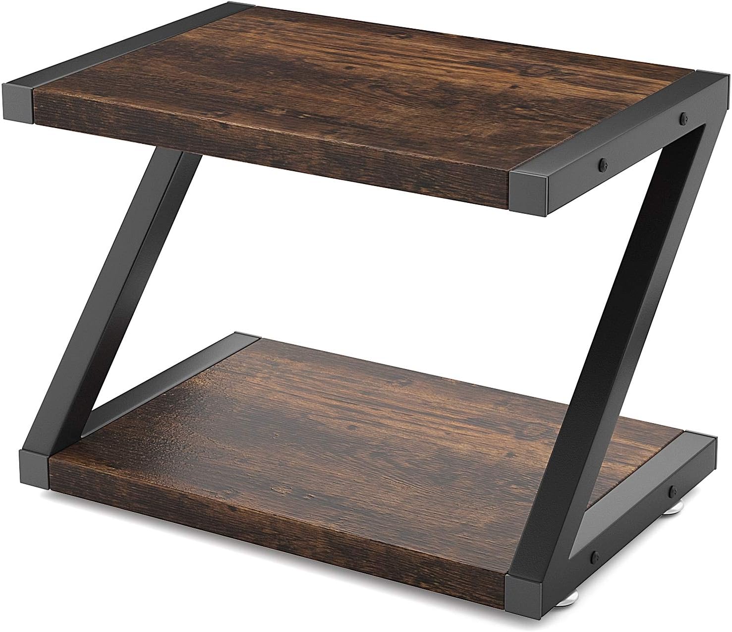 230816082506708_1 HUANUO Printer Stand, Desktop Stand for Printer, Printer Stand with Storage, Desktop Shelf with Anti-Skid Pads, Printer Table Organizer, Printer Shelf w/ 2 Tier Tray & Hardware & Steel (Light Wood) - Image 1